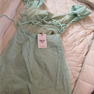 Mint summer mini dress corset back